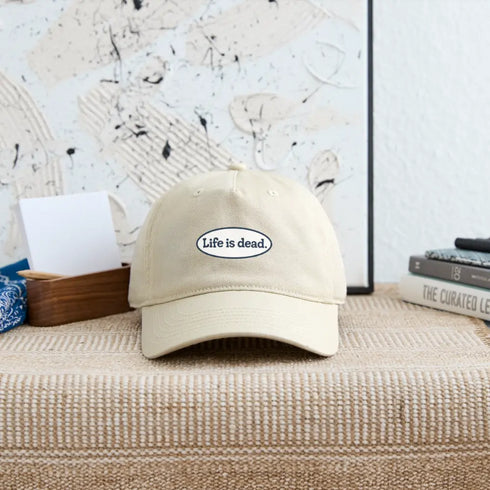 Life is dead. Signature Oval Blue Grateful Dead Stealie Dad Hat - khaki